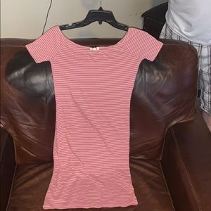 White and pink striped dress